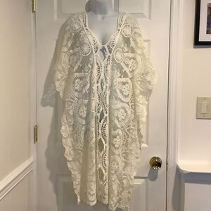 NWT BLUE ISLAND Off White Lace Resortwear Beach Pool Swim Cover Up XL